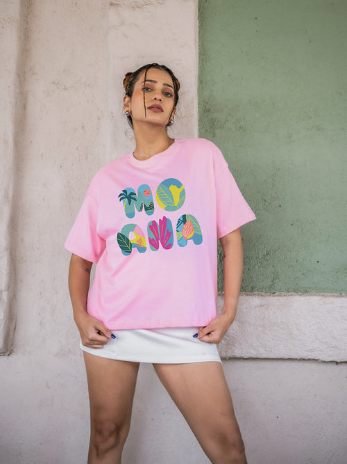 Women Moana Oversize Front Print Tshirt BON12108