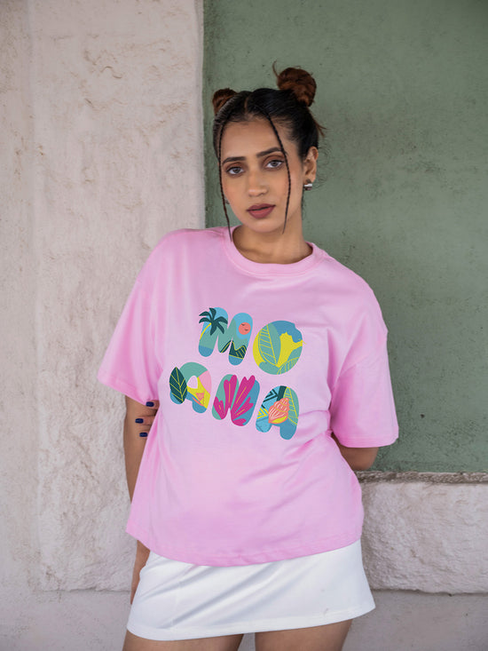 Women Moana Oversize Front Print Tshirt BON12108