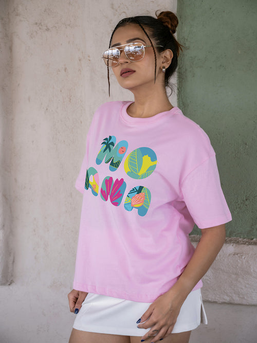 Women Moana Oversize Front Print Tshirt BON12108