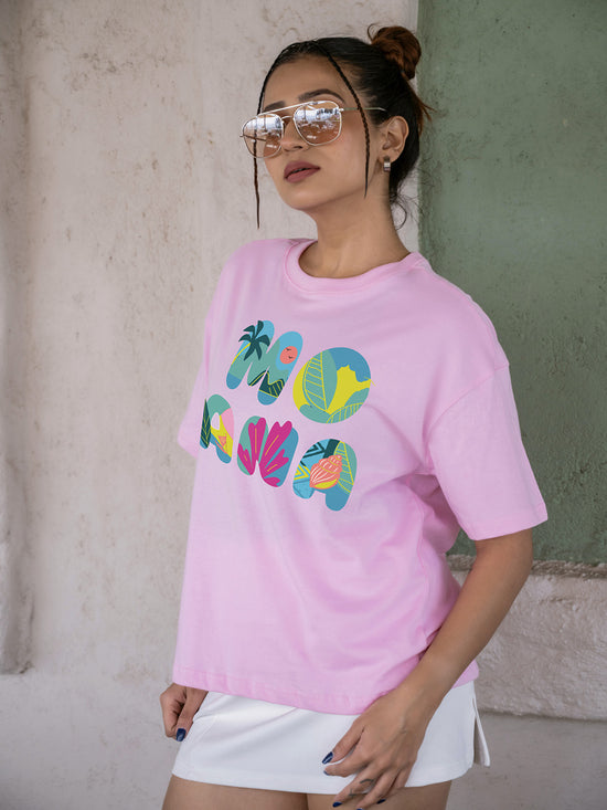 Women Moana Oversize Front Print Tshirt BON12108
