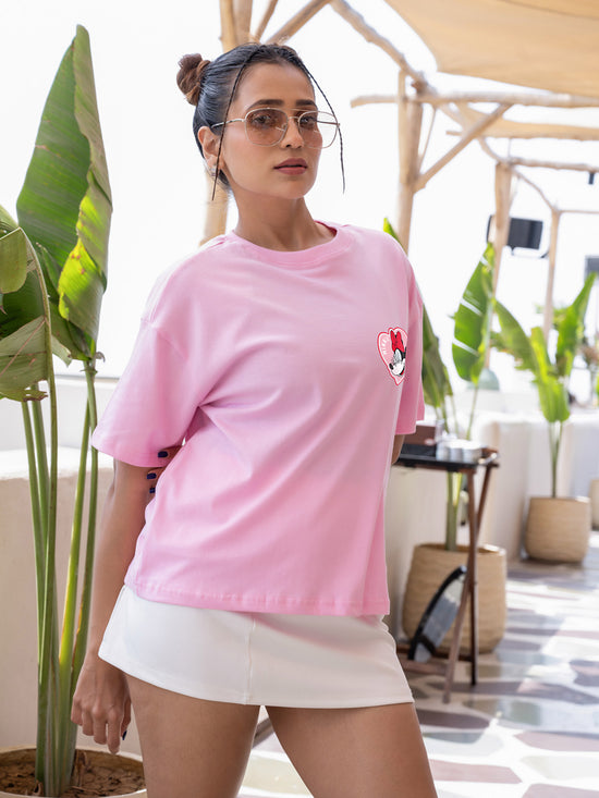 Women Mini Oversize Front and Back print Tshirt BON12078