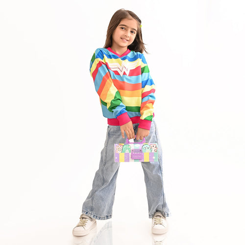 Girls Sweatshirt Multi Stripes