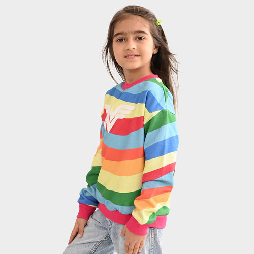 Girls Sweatshirt Multi Stripes