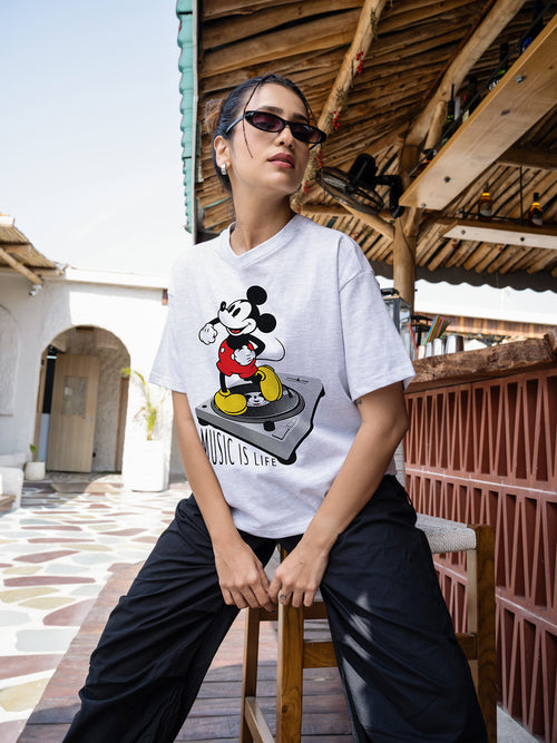 Women Mickey Oversize Front Print Tshirt BON12111