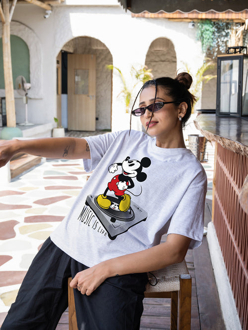 Women Mickey Oversize Front Print Tshirt BON12111