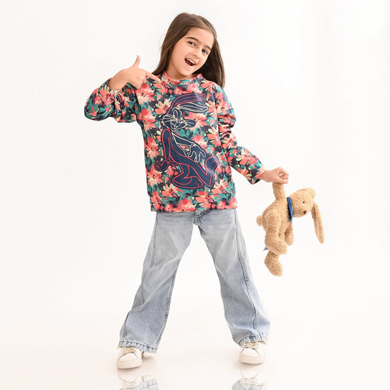 Girls Sweatshirt Multi Grey