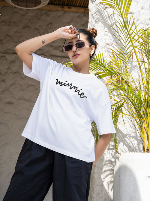 Women Mini Oversize Front and Back print Tshirt BON12101