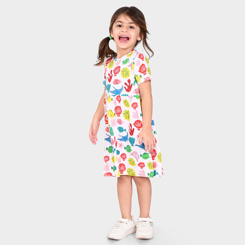 Girls Cotton Casual Dress White