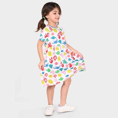Girls Cotton Casual Dress White