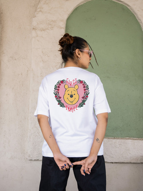 Women Pooh Oversize Front and Back print Tshirt BON12089