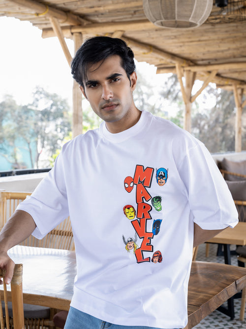 Mens Marvel Oversize Front Print Tshirt BON12017