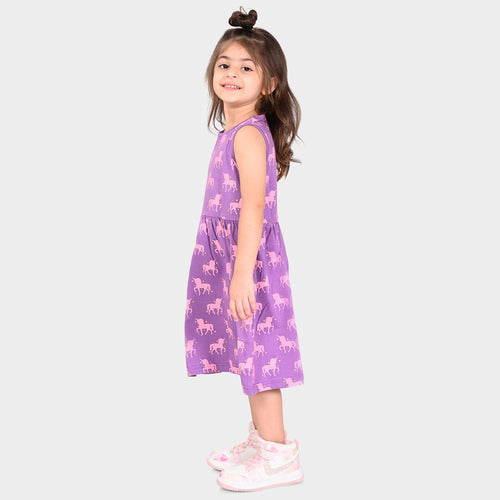 Girls Lavender Cotton Casual Dress