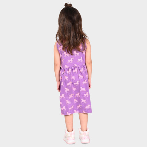 Girls Lavender Cotton Casual Dress