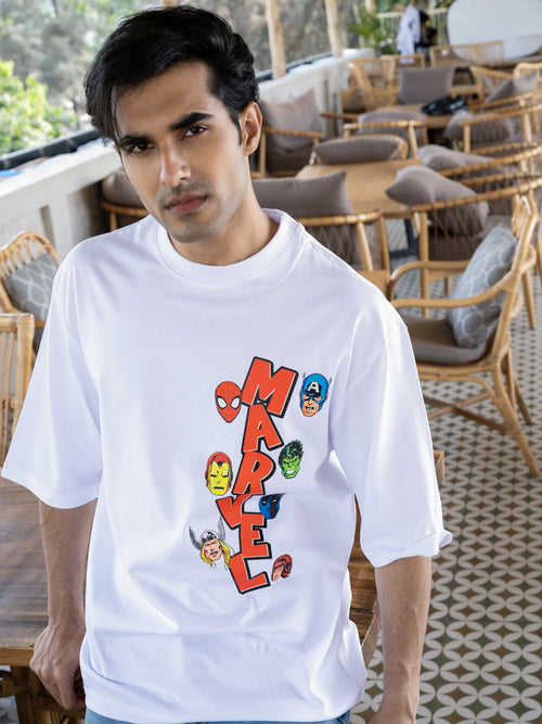 Mens Marvel Oversize Front Print Tshirt BON12017