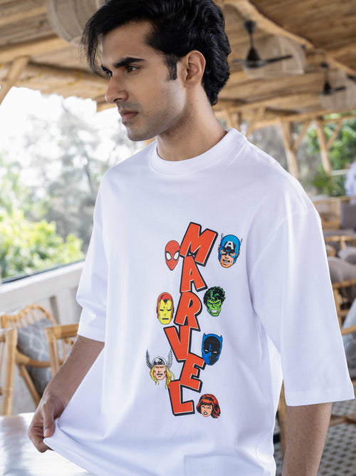 Mens Marvel Oversize Front Print Tshirt BON12017