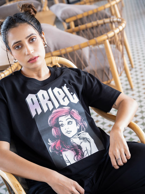 Women Princess Oversize Front and Back print Tshirt BON12143