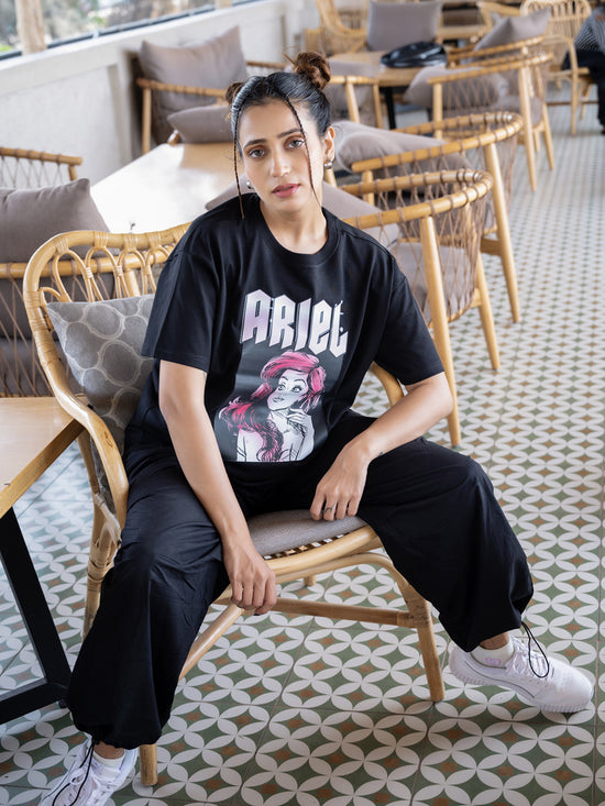 Women Princess Oversize Front and Back print Tshirt BON12143