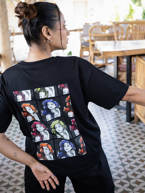 Women Princess Oversize Front and Back print Tshirt BON12143