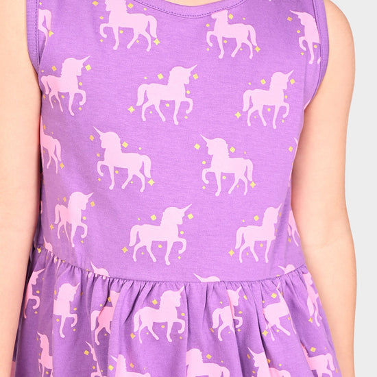Girls Lavender Cotton Casual Dress
