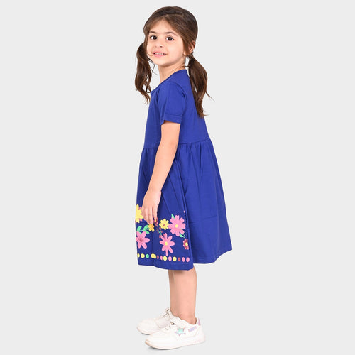 Girls Cotton Casual Blue Dress