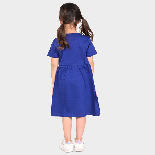 Girls Cotton Casual Blue Dress