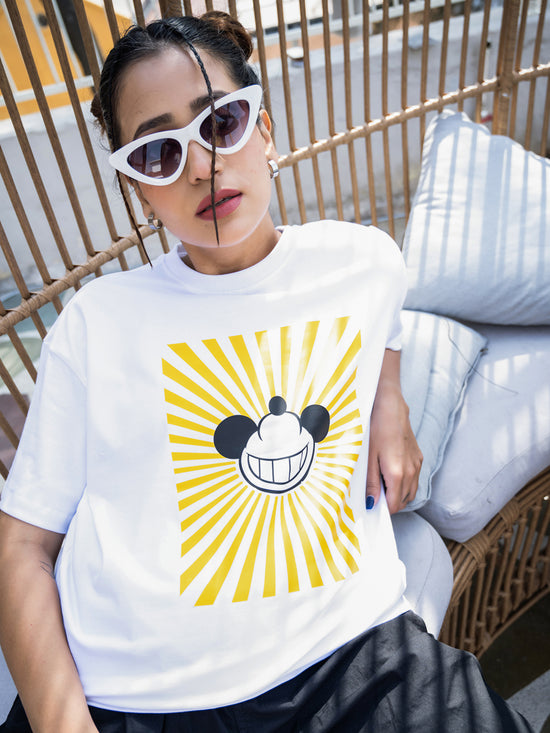 Women Mickey Oversize Front Print Tshirt BON12096