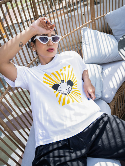 Women Mickey Oversize Front Print Tshirt BON12096