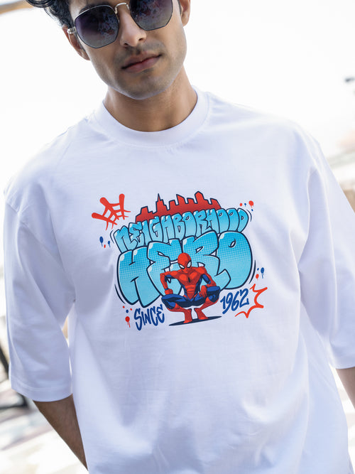 Mens Spiderman Oversize Front Print Tshirt BON12021