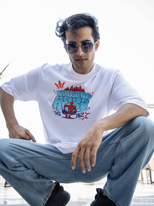 Mens Spiderman Oversize Front Print Tshirt BON12021