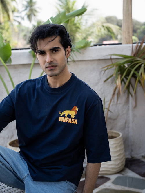 Mens Lion king Oversize - Front and back Print Tshirt BON12052