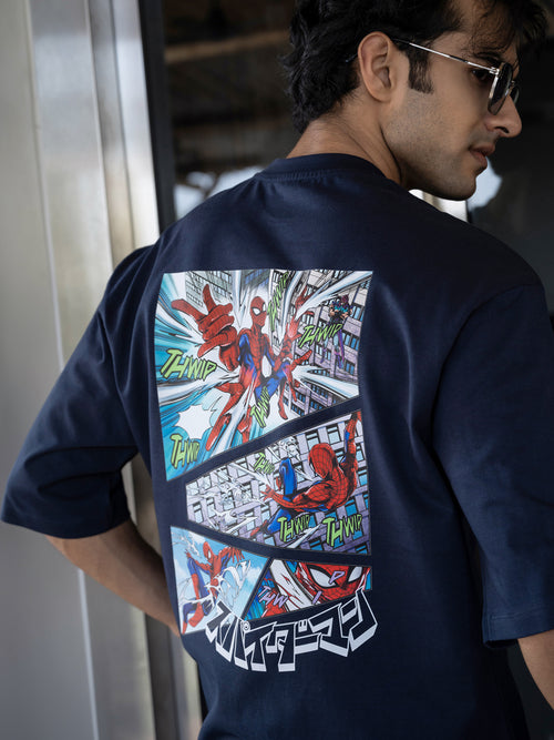 Mens Spiderman Oversize - Front and back Print Tshirt BON12054