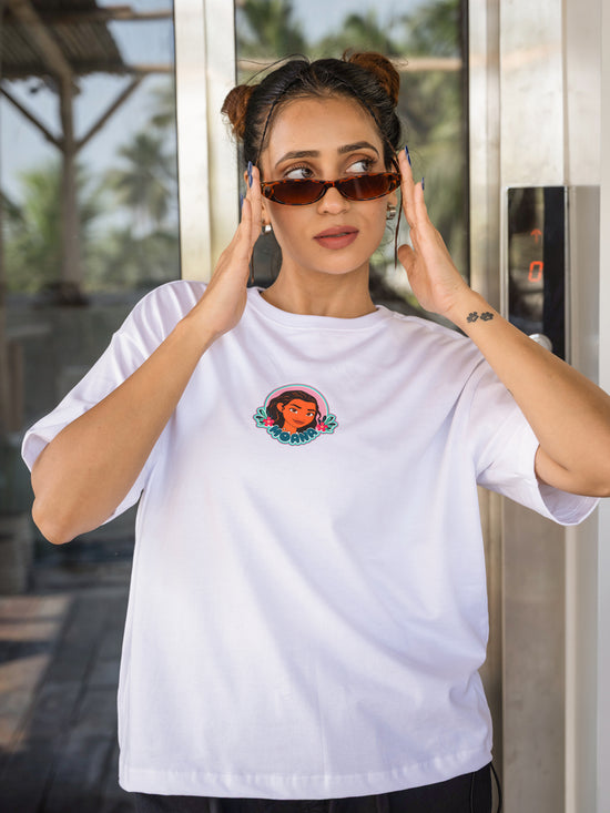 Women Moana Oversize Front and Back print Tshirt BON12083