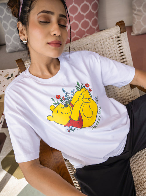Women Pooh Oversize Front and Back print Tshirt BON12110