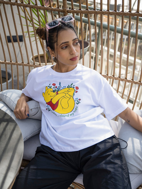 Women Pooh Oversize Front and Back print Tshirt BON12110
