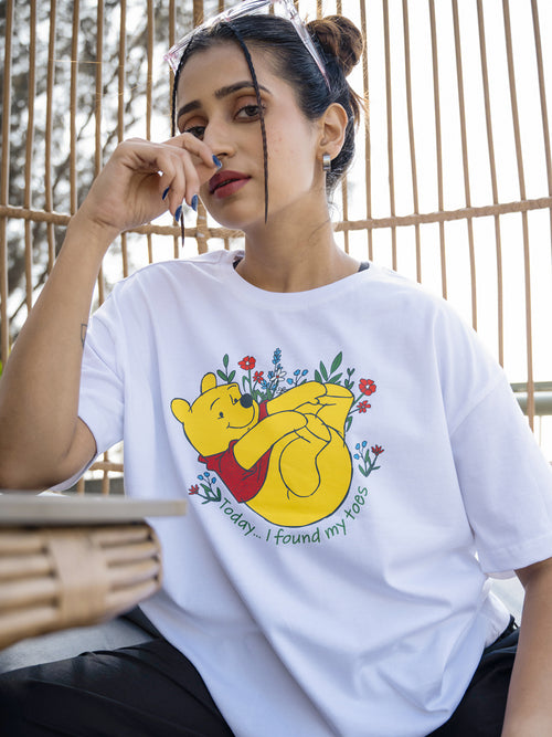 Women Pooh Oversize Front and Back print Tshirt BON12110