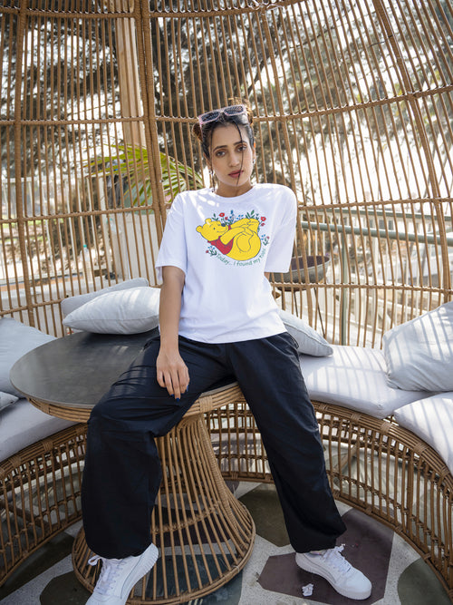 Women Pooh Oversize Front and Back print Tshirt BON12110