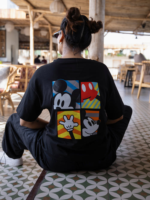 Women Mickey Oversize Front and Back print Tshirt BON12087