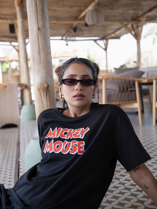 Women Mickey Oversize Front and Back print Tshirt BON12087