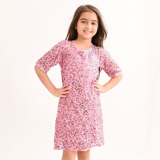 Girls Pink Party Wear Dress