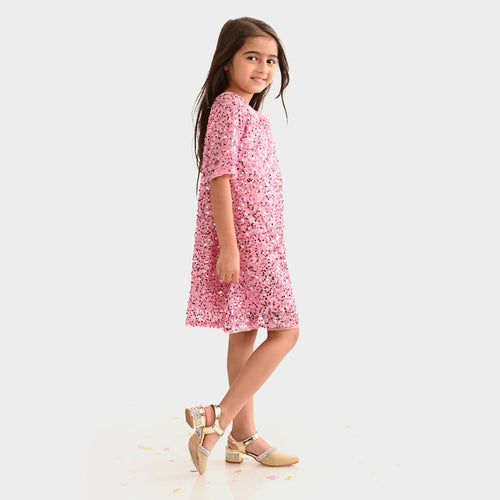 Girls Pink Party Wear Dress