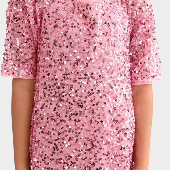 Girls Pink Party Wear Dress