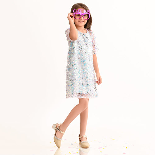 Girls White Party Dress