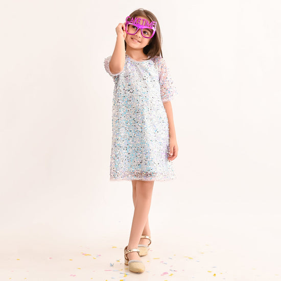 Girls White Party Dress