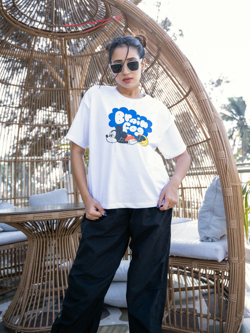 Women Mini Oversize Front Print Tshirt BON12115