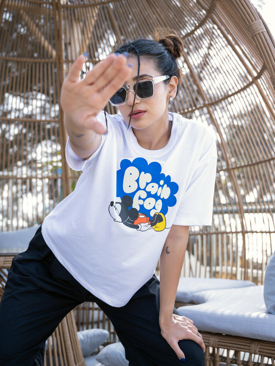 Women Mini Oversize Front Print Tshirt BON12115