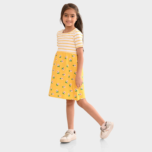 Girls Yellow cotton Dress