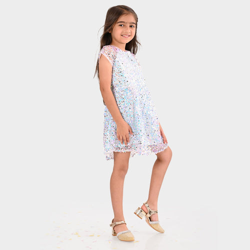 Girls White Party Wear Dress