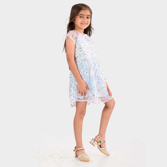 Girls White Party Wear Dress