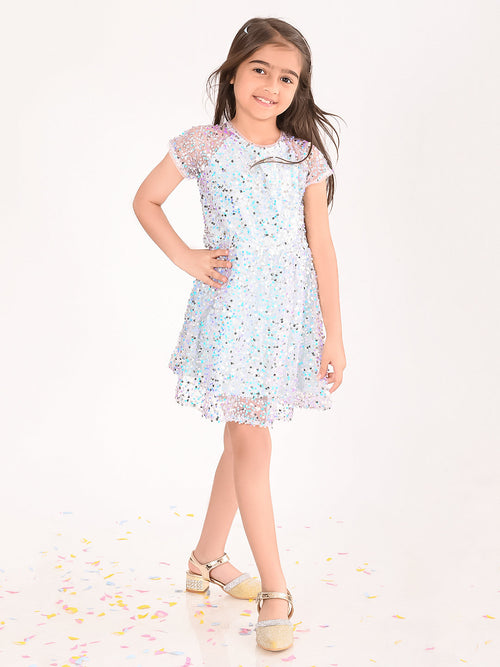 Girls White Party Wear Dress