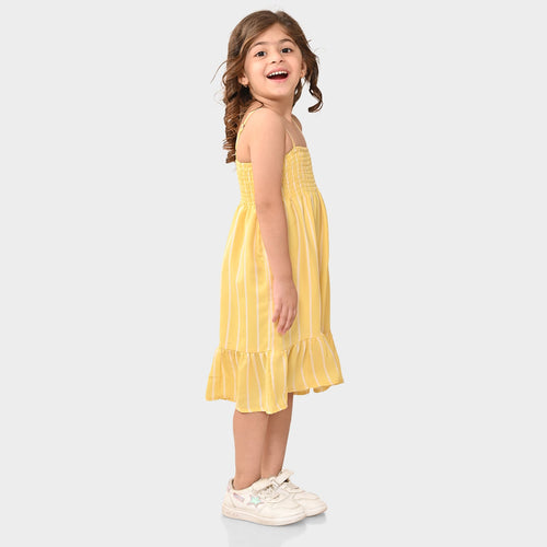 Girls Yellow Sleeveless Dress
